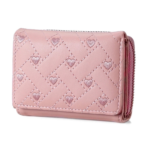 Women's Heart Shape Solid Color Pu Leather Zipper Buckle Wallets