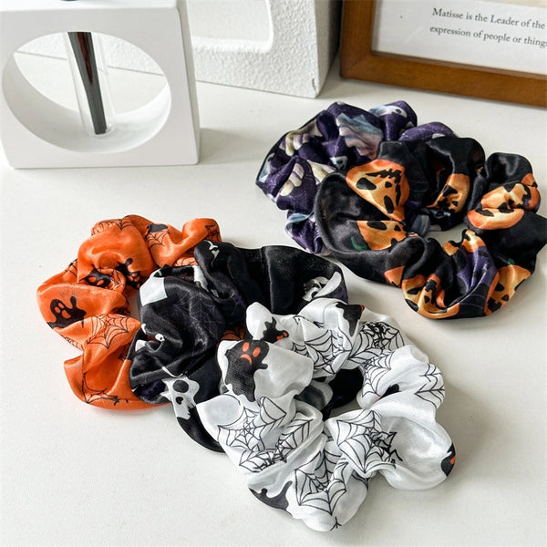 Women's Hip-Hop Funny Halloween Pattern Printing Pumpkin Cloth Hair Tie