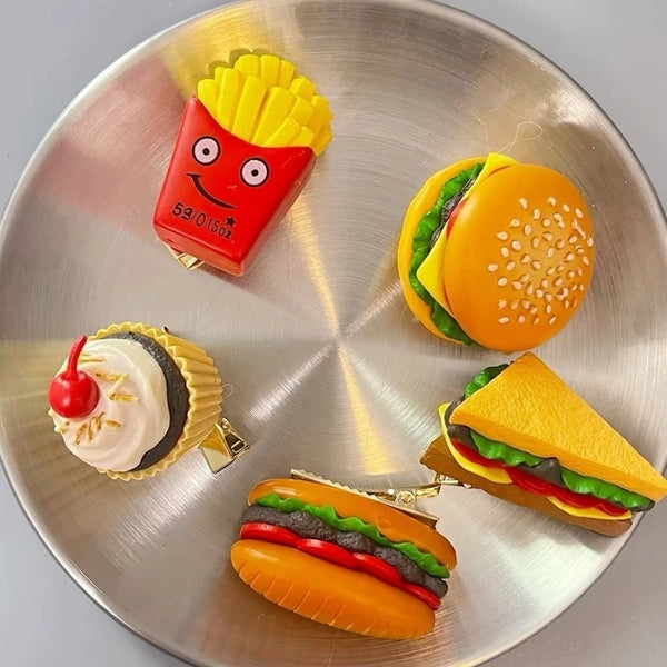 Women's IG Style Cute Ice Cream Hamburger French Fries Plastic Resin Stoving Varnish Hair Clip