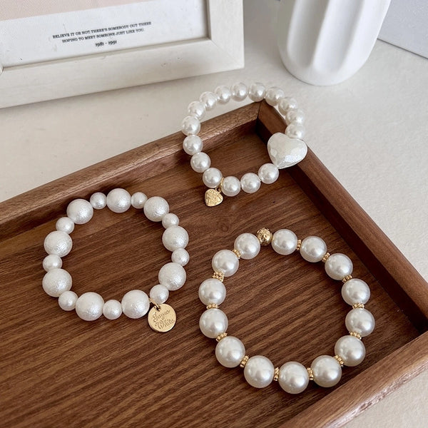 Women's IG Style Korean Style Round Heart Shape Imitation Pearl Plastic Metal Hair Tie