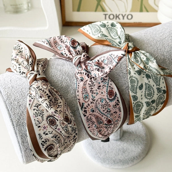 Women's IG Style Lady Korean Style Printing Bow Knot Cloth Hair Band