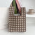 Women's Knit Houndstooth Fruit Flower Cute Bucket Open Handbag Bucket Bag