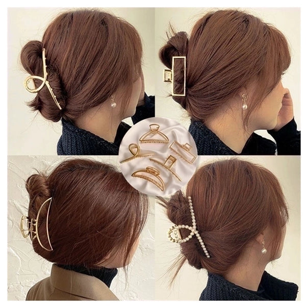 Women's Korean Style Geometric Metal Metal Artificial Pearls Hair Claws