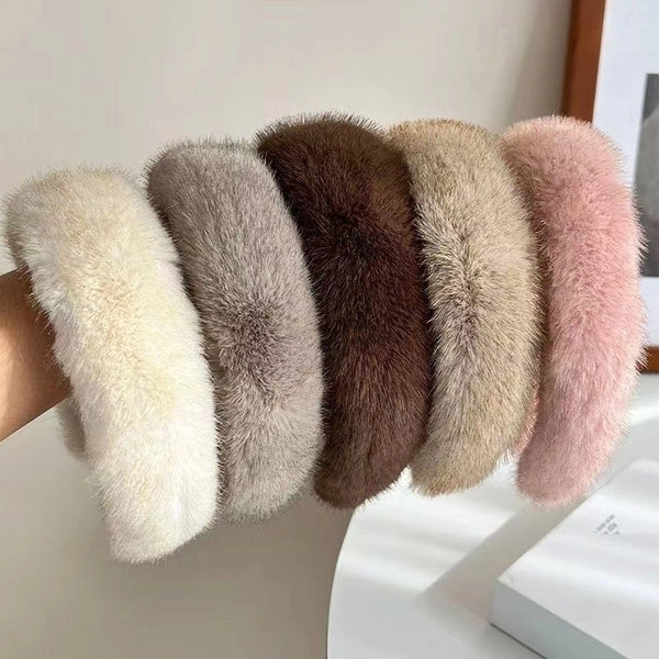 Women's Lady Solid Color Wool Hair Band