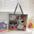 Women's Large All Seasons Nylon Animal Cartoon Cute Square Zipper Tote Bag