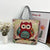 Women's Large All Seasons Nylon Animal Cartoon Cute Square Zipper Tote Bag