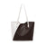 Women's Large All Seasons Pu Leather Color Block Fashion Square Lock Clasp Tote Bag