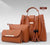 Women's Large All Seasons Pu Leather Solid Color Basic Classic Style Tassel Square Zipper Bag Sets Handbag