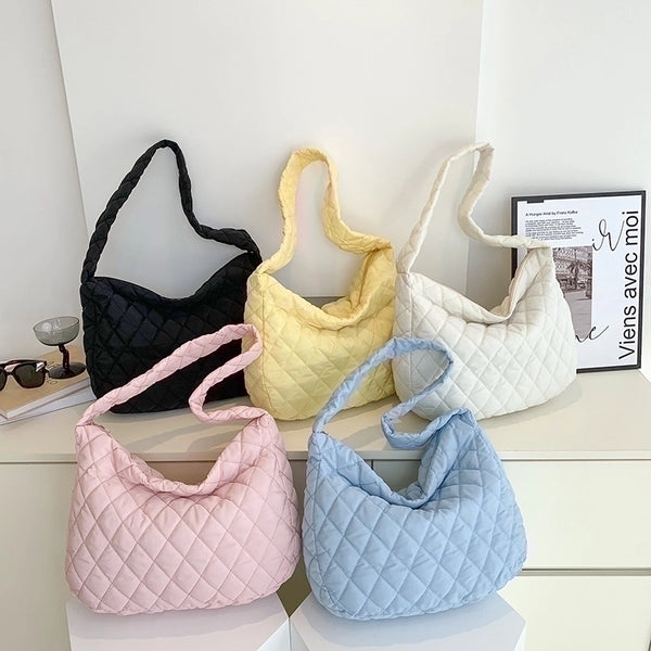 Women's Large Autumn&winter Nylon Lingge Fashion Square Zipper Shoulder Bag