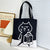 Women's Large Canvas Cartoon Classic Style Zipper Canvas Bag