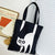 Women's Large Canvas Cartoon Classic Style Zipper Canvas Bag