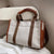 Women's Large Canvas Color Block Classic Style Magnetic Buckle Tote Bag