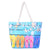 Women's Large Canvas Color Block Vacation Beach Square Zipper Shoulder Bag Tote Bag