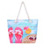 Women's Large Canvas Color Block Vacation Beach Square Zipper Shoulder Bag Tote Bag