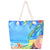 Women's Large Canvas Color Block Vacation Beach Square Zipper Shoulder Bag Tote Bag