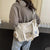 Women's Large Canvas Solid Color Preppy Style Classic Style Zipper Tote Bag