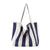 Women's Large Canvas Stripe Basic Classic Style Open Canvas Bag