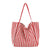 Women's Large Canvas Stripe Basic Classic Style Open Canvas Bag