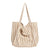 Women's Large Canvas Stripe Basic Classic Style Open Canvas Bag