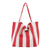 Women's Large Canvas Stripe Basic Classic Style Open Canvas Bag