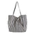 Women's Large Canvas Stripe Basic Classic Style Open Canvas Bag