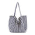 Women's Large Canvas Stripe Basic Classic Style Open Canvas Bag