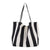 Women's Large Canvas Stripe Basic Classic Style Open Canvas Bag