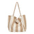 Women's Large Canvas Stripe Basic Classic Style Open Canvas Bag