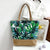 Women's Large Canvas Tropical Vacation Open Shoulder Bag