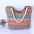 Women's Large Cotton Polyester Stripe Vacation Square Zipper Canvas Bag