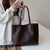 Women's Large Pu Leather Solid Color Classic Style Magnetic Buckle Tote Bag