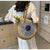 Women's Large Straw Color Block Vacation Beach Round Zipper Straw Bag