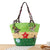 Women's Large Straw Color Block Vacation Embroidery Bucket Zipper Straw Bag