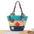 Women's Large Straw Color Block Vacation Embroidery Bucket Zipper Straw Bag