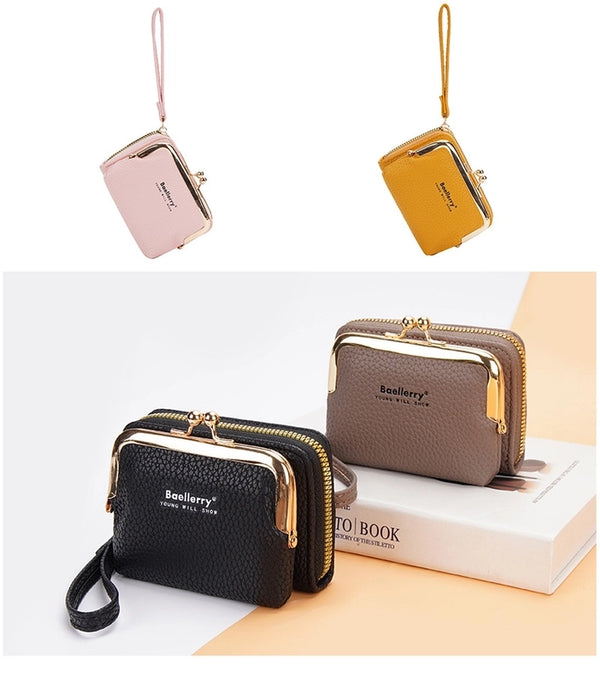 Women's Letter Solid Color Pu Leather Zipper Wallets