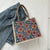 Women's Medium All Seasons Canvas Flower Streetwear Square Magnetic Buckle Tote Bag