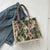 Women's Medium All Seasons Canvas Flower Streetwear Square Magnetic Buckle Tote Bag