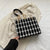 Women's Medium All Seasons Canvas Plaid Elegant Square Zipper Shoulder Bag Square Bag