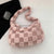 Women's Medium All Seasons Plush Lattice Cute Basic Square Zipper Shoulder Bag