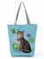 Women's Medium All Seasons Polyester Cat Fashion Square Zipper Tote Bag