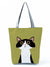 Women's Medium All Seasons Polyester Cat Fashion Square Zipper Tote Bag