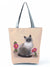 Women's Medium All Seasons Polyester Cat Fashion Square Zipper Tote Bag