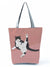 Women's Medium All Seasons Polyester Cat Fashion Square Zipper Tote Bag