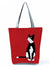 Women's Medium All Seasons Polyester Cat Fashion Square Zipper Tote Bag