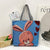 Women's Medium Canvas Animal Vacation Square Zipper Tote Bag