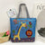 Women's Medium Canvas Animal Vacation Square Zipper Tote Bag