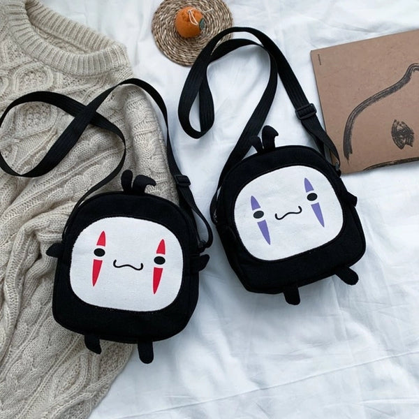 Women's Medium Canvas Cartoon Cute Zipper Crossbody Bag