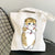 Women's Medium Canvas Cat Cute Basic Square Open Canvas Bag