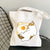 Women's Medium Canvas Cat Cute Basic Square Open Canvas Bag