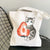 Women's Medium Canvas Cat Cute Basic Square Open Canvas Bag